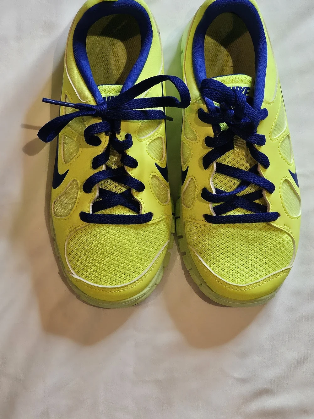 Nike Kids' Neon Yellow and Navy Athletic Sneakers Size 13C